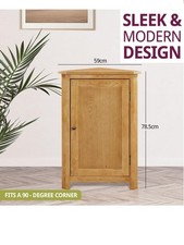 Corner Storage Cupboard, Small Oak Wooden Low Cabinet with 1 Adjustable Shelf