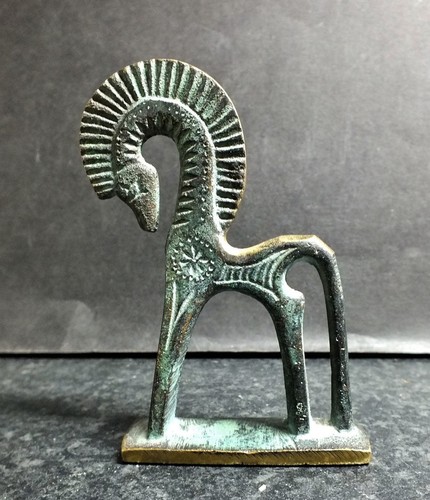 Verdigris brass etruscan horse - brass,