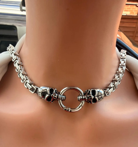 Silver skull byzantine chain - silver,