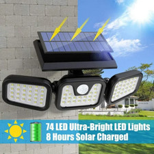 Outdoor 74 LED Solar Powered PIR Motion Sensor Wall Light Garden Security Lamp