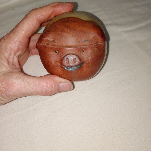Vintage pottery pot belly pig - pot,