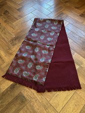 Mens Silk Paisley Burgundy Scarf 125cm by 26cm -  Excellent Condition