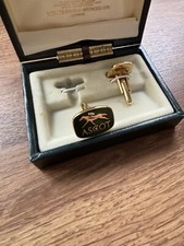 *RARE ASCOT* Vintage Toye Kenning & Spencer Enamel Green Gold Ascot Cufflinks