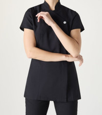 Women’s Black One Button Tunic – Size 8 | Salon & Spa Uniform Easy Care Work Top