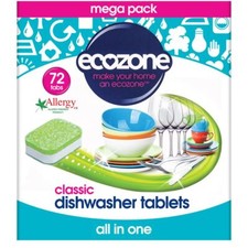 Ecozone Classic Dishwasher Tablets All in One Pack of 72 Chemical & Residue Free