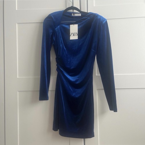 Zara blue velvet dresssize - zara,