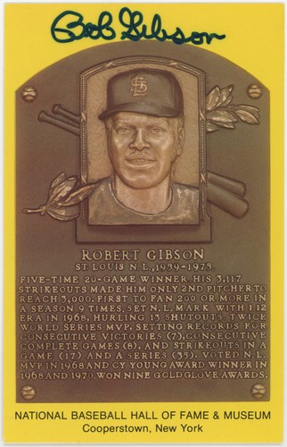 Bob gibson signed yellow hof - bob,
