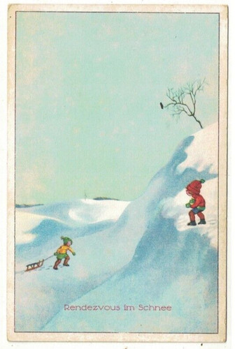 Vintage artist drawn - artist, postcard