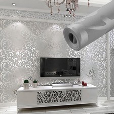 Sliver Grey Embossed Damask