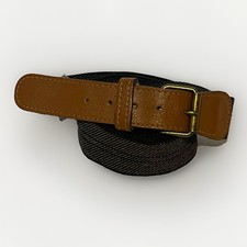 Black Elastic Surcingle Belt Men’s Size 46- Genuine Leather Buckle Ends