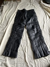 Black Leather Lace Up Trousers Size small Size 30