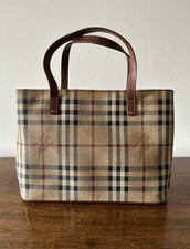 Burberry Nova Check Haymarket Leather Tote Shoulder Bag