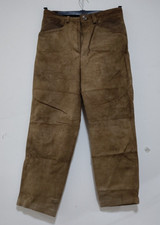Vintage Rare 1990s Mens Leather Brown Pants Trousers 32 W Retro
