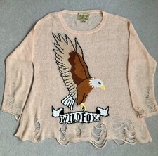 WILDFOX LIGHTWEIGHT FINE TOP WITH DISTRESSED EDGING AND EAGLE LOGO