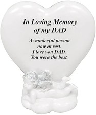 Memorial Heart Plaques Grave Cherub Ornaments - Personalised Grave Decoration Pl