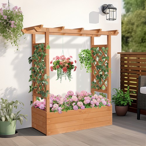 Garden planter with trellis - with,