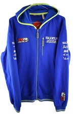 Team Suzuki Mens GSX Motorbike Sweatshirt Zip Hoody Size L Blue Racer