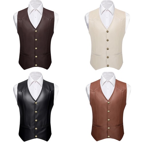 Mens leather waistcoat - waistcoat, v