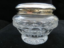 Antique Solid Silver Lid Crystal Cut Glass Bowl Vanity Jar Pot R Pringle 1904