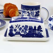 Blue Willow Butter Dish With