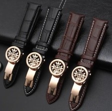 19-24mm For Patek Philippe watches leather watch strap with deployant buckle
