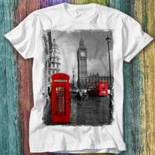 London Black Cab Big Ben Red Phone Booth Double Decker Bus T Shirt Top Tee 457