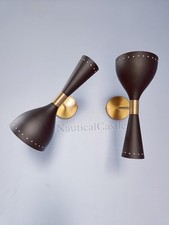 Wall Sconce Black Pair 1950's