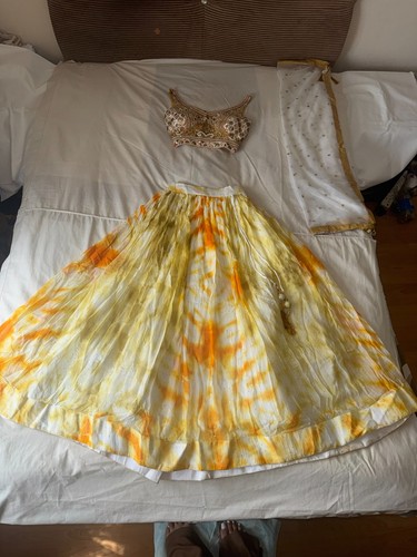 Yellow tie dye - dye, lehenga