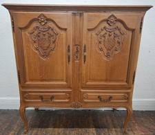 Vintage French Louis XV Style Oak Carved Linen Cupboard/Storage Drawers - CS S76