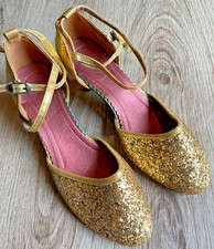 Gold Latin Size 8 dance shoes for Woman, Ballroom Dance Shoes, 1920s Flapper