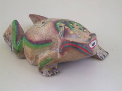 Frog ornament painted wooden - frog,