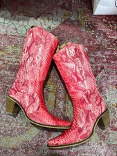 Coral pink snakeskin leather cowboy boots