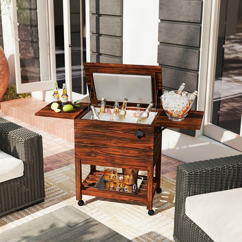 Quart wooden cooler cart with - quart,