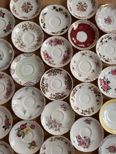 Job Lot X 10 Vintage Mismatched Pretty English Bone China Saucers