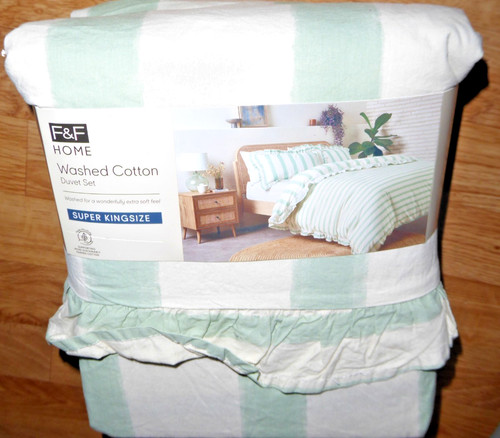 Green washed striped frill - green,