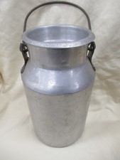 Vintage Aluminum Milk Churn Pail with Swing Handle and Lid 9inch High
