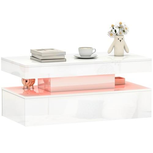 Homcom led coffee table with - led,