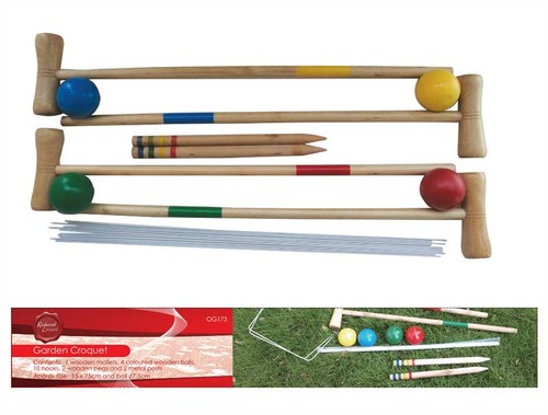 Garden croquet game wooden - 4,