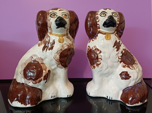 Two brown and white antique