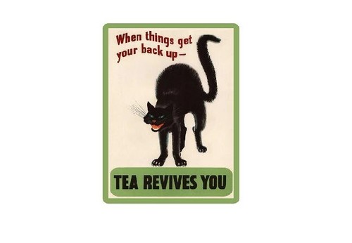 Black cat tea retro - black,