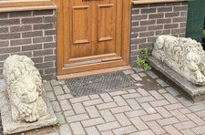 Pair vintage stone lion - pair,
