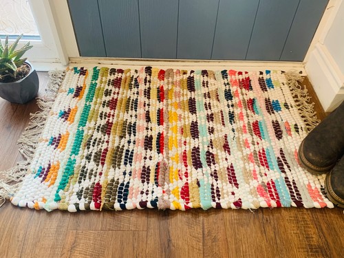 Rainbow chindi rug recycled - chindi,