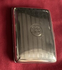 Hallmarked Birmingham 1922 Antique Monogram Sterling Silver Cigarette Case HWL d