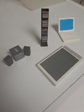 Modern Dolls House Flat Screen TV, laptop, Hifi With Speakers And CD rack. 12th