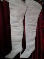 pleaser white leather thigh boots 10/11