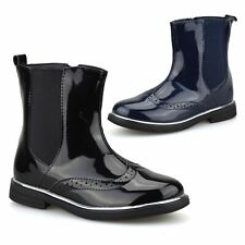 Girls Kids New Zip Up School Winter Casual Chelsea Ankle Brogue Boots Shoes Size