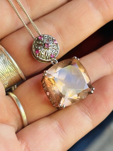 Tjc silver morganite doublet - tjc, silver,morganite