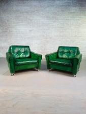 Vintage Danish Green Leather