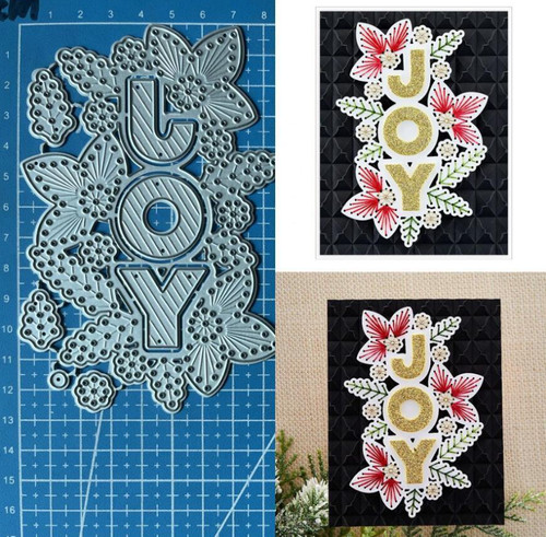 Stitched joy christmas - stitched, metal
