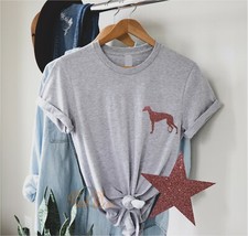 Greyhound - Glitter Print Unisex T Shirt Dog Lovers Top Greyhound owner gift